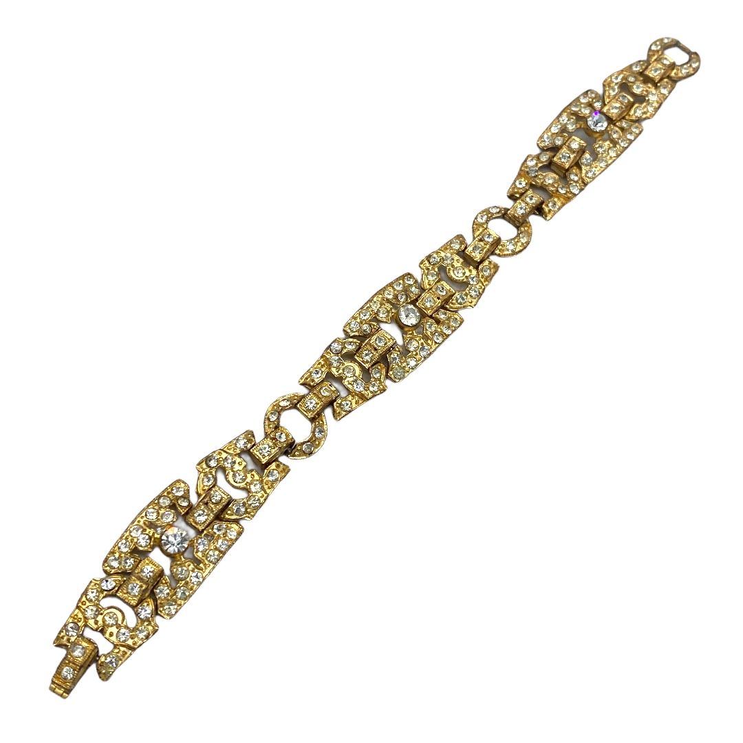 Vintage 1940 Deco Revival Flexible Link Bracelet