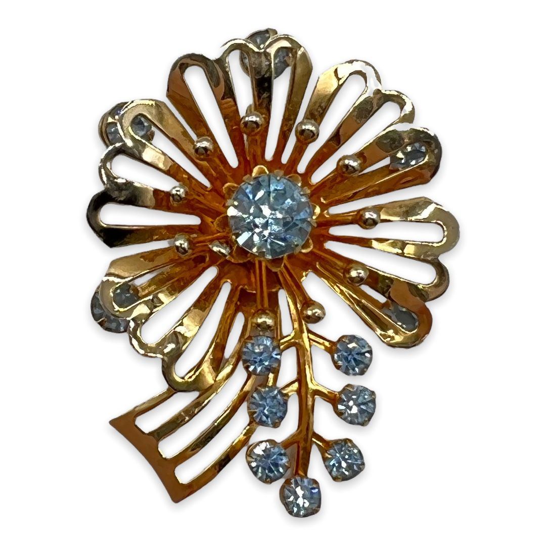 1940s Retro Blue Rhinestone Pendant