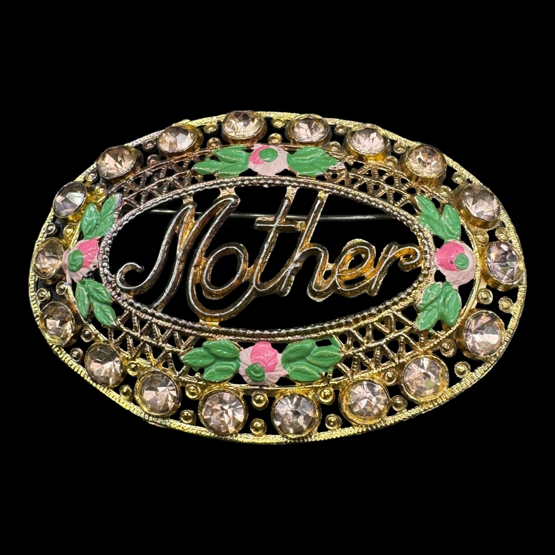 Vintage c. 1940s "Mother" Pot Metal Brooch