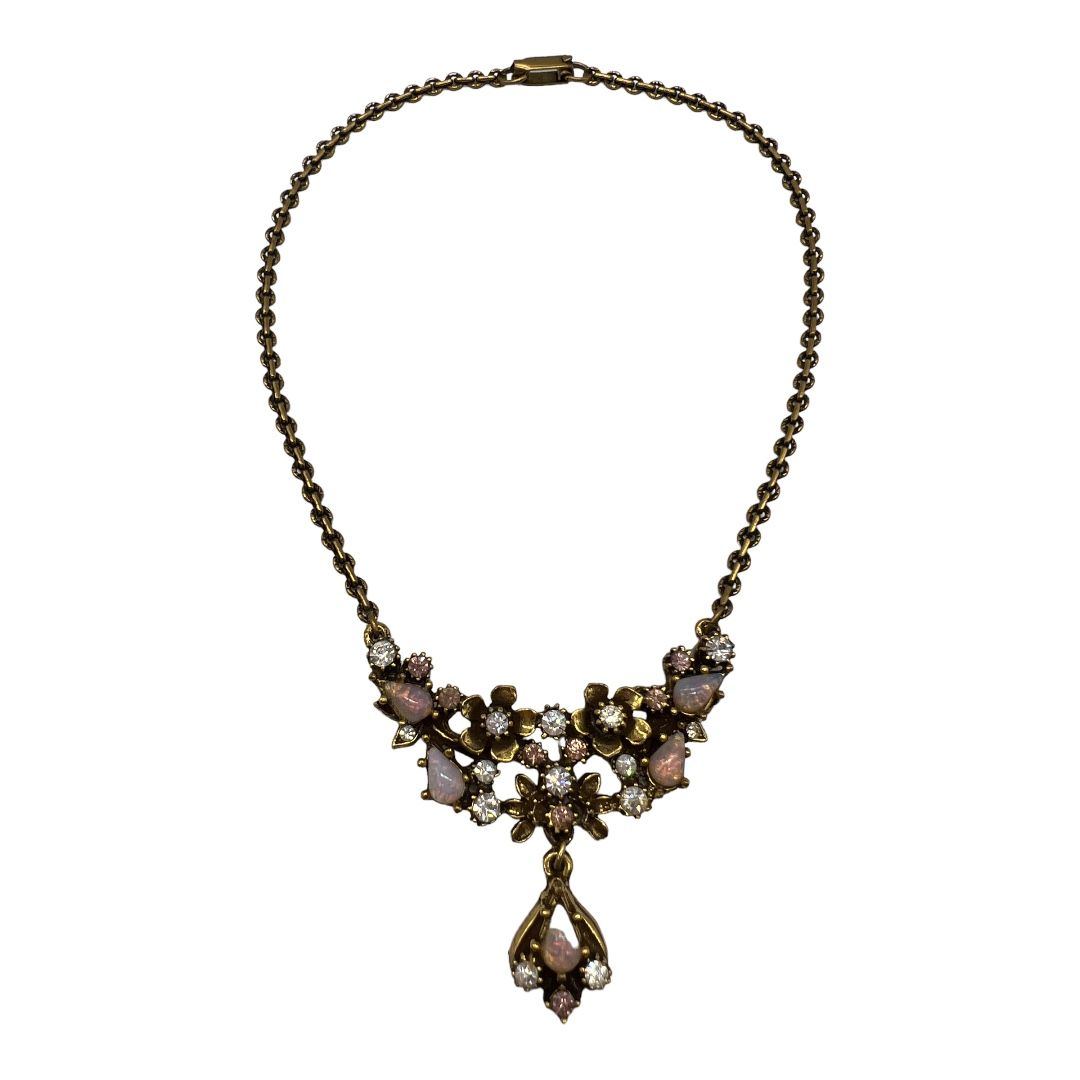 1950s Faux Fire Opal Collar Necklace Goldette Style