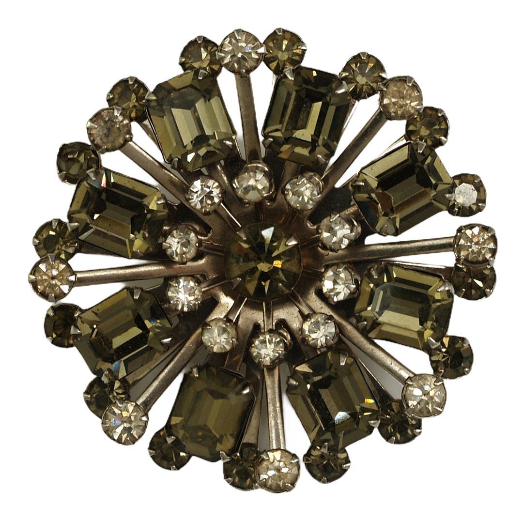 1950s Vintage Gray Colored Swedged Large Circle Pin Atomic Style