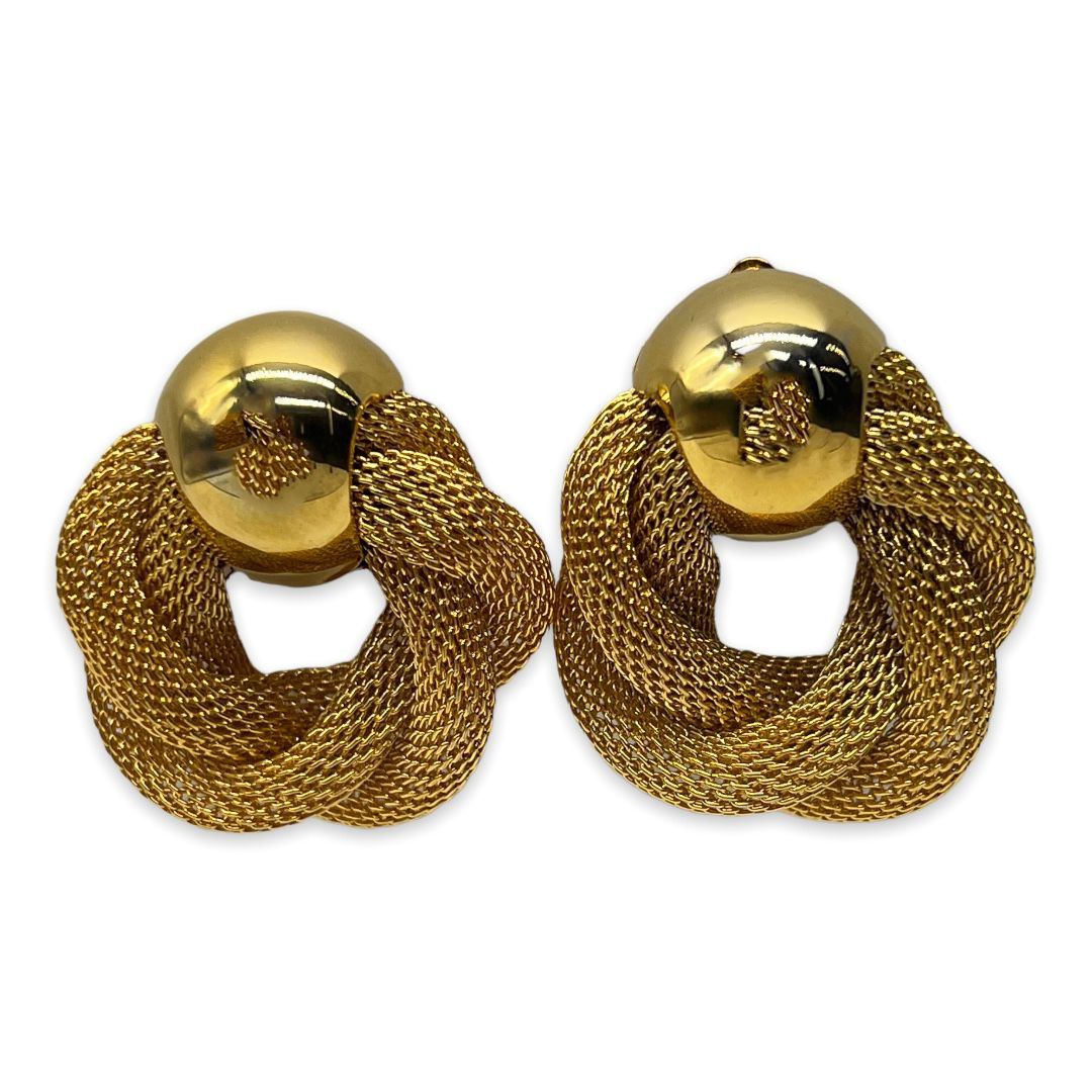 Twisted Mesh Door Knocker Clip Back Earrings