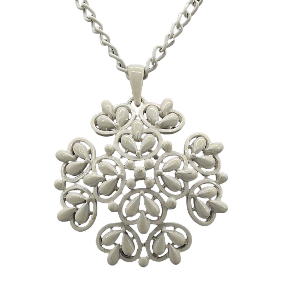 1960s Trifari White Enamel Necklace