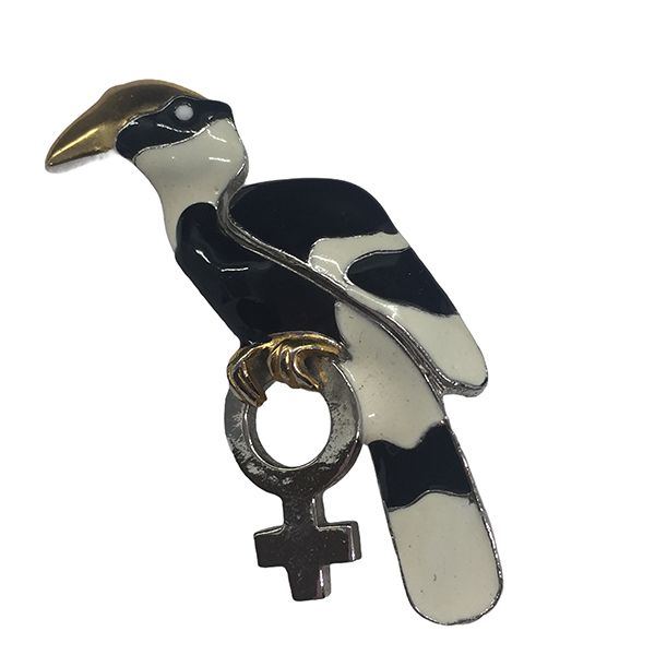 KJL Kenneth J. Lane Enameled Toucan brooch with the Venus symbol