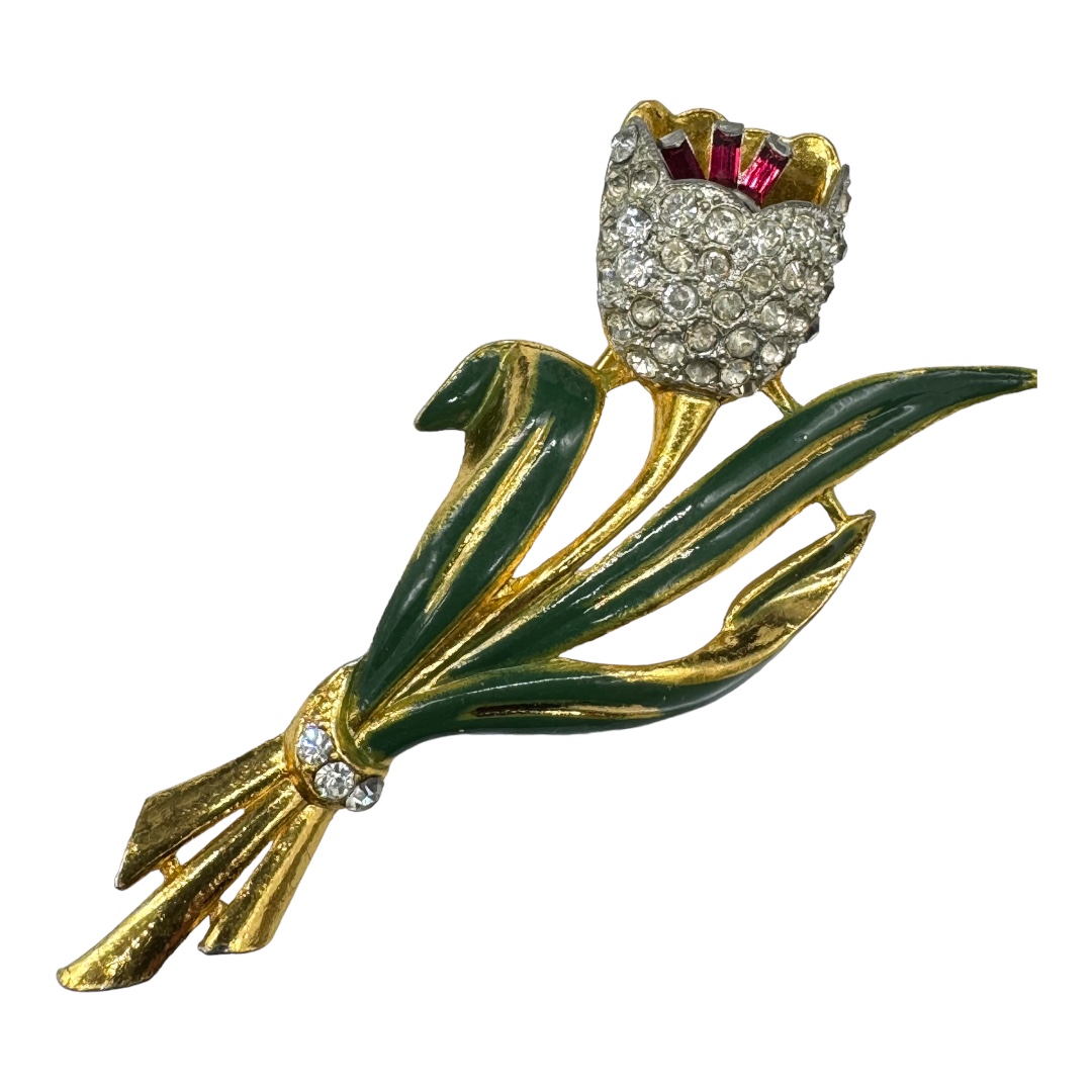 Lovely Coro Tulip Flower Trembler with Rhinestone Stamen