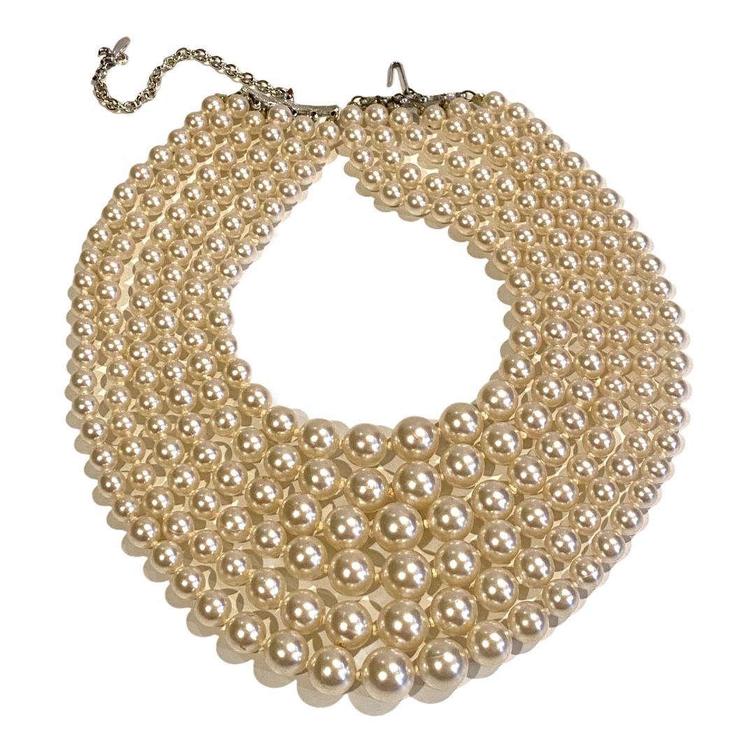 6-Strand Faux Pearl Hand Knotted Necklace