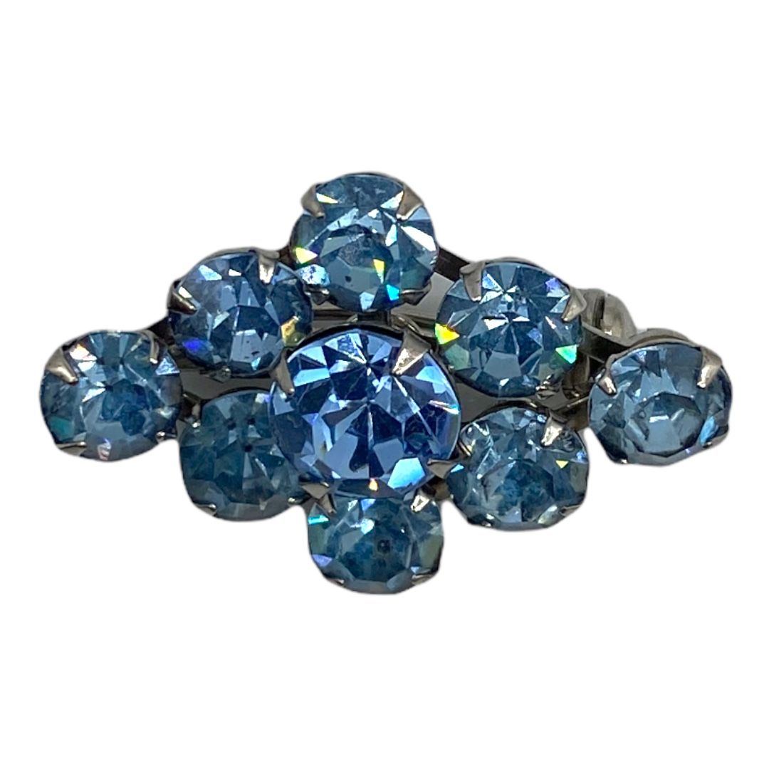 Vintage Blue Rhinestone Diamond-shape Scatter Pin
