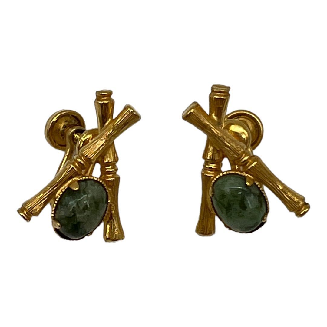 Vintage CRC Faux Jade Screw back Earrings