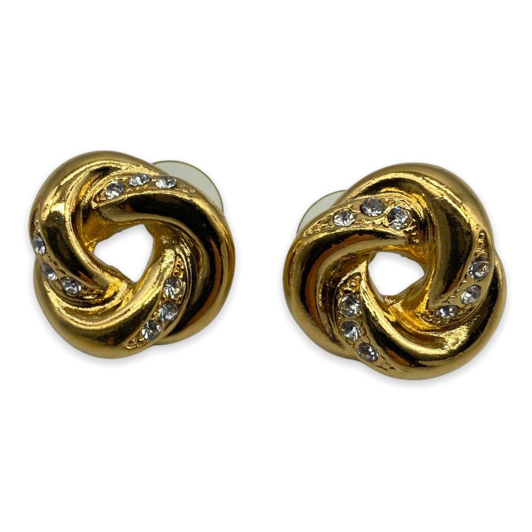 Vintage Coro Rhinestone Pierced Button Earrings