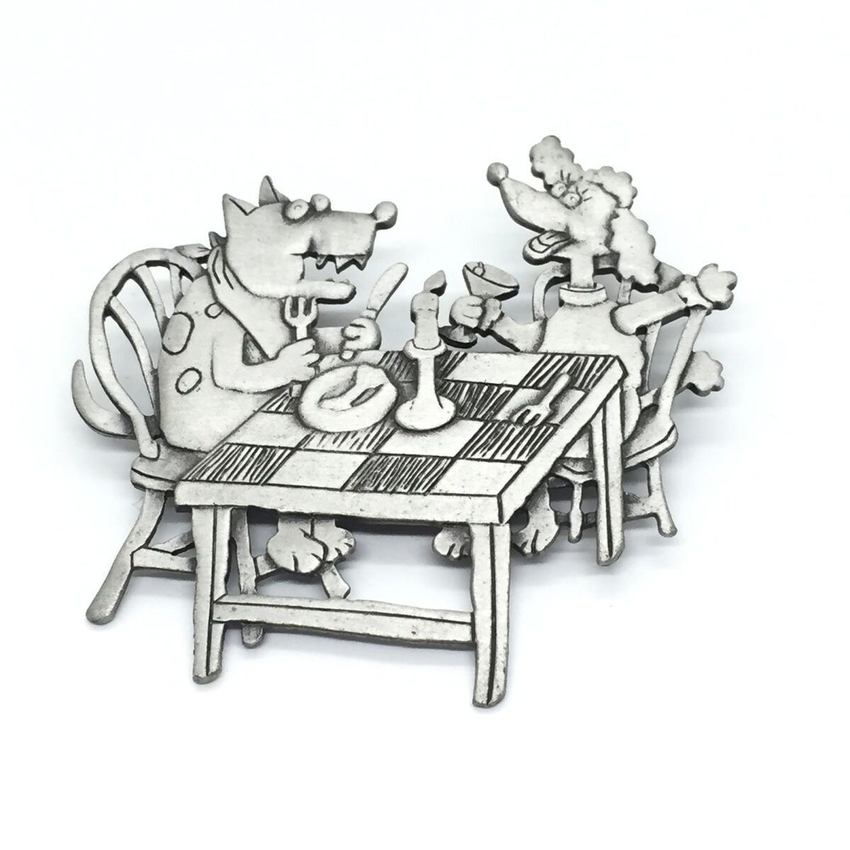 Cute JJ Dogs Eating at the Dinner Table Pin Dog Lovers!