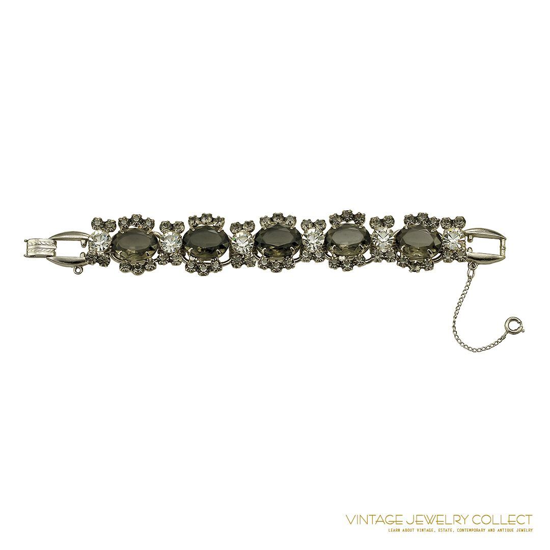 Large Grey Oval Rhinestone Juliana Bracelet