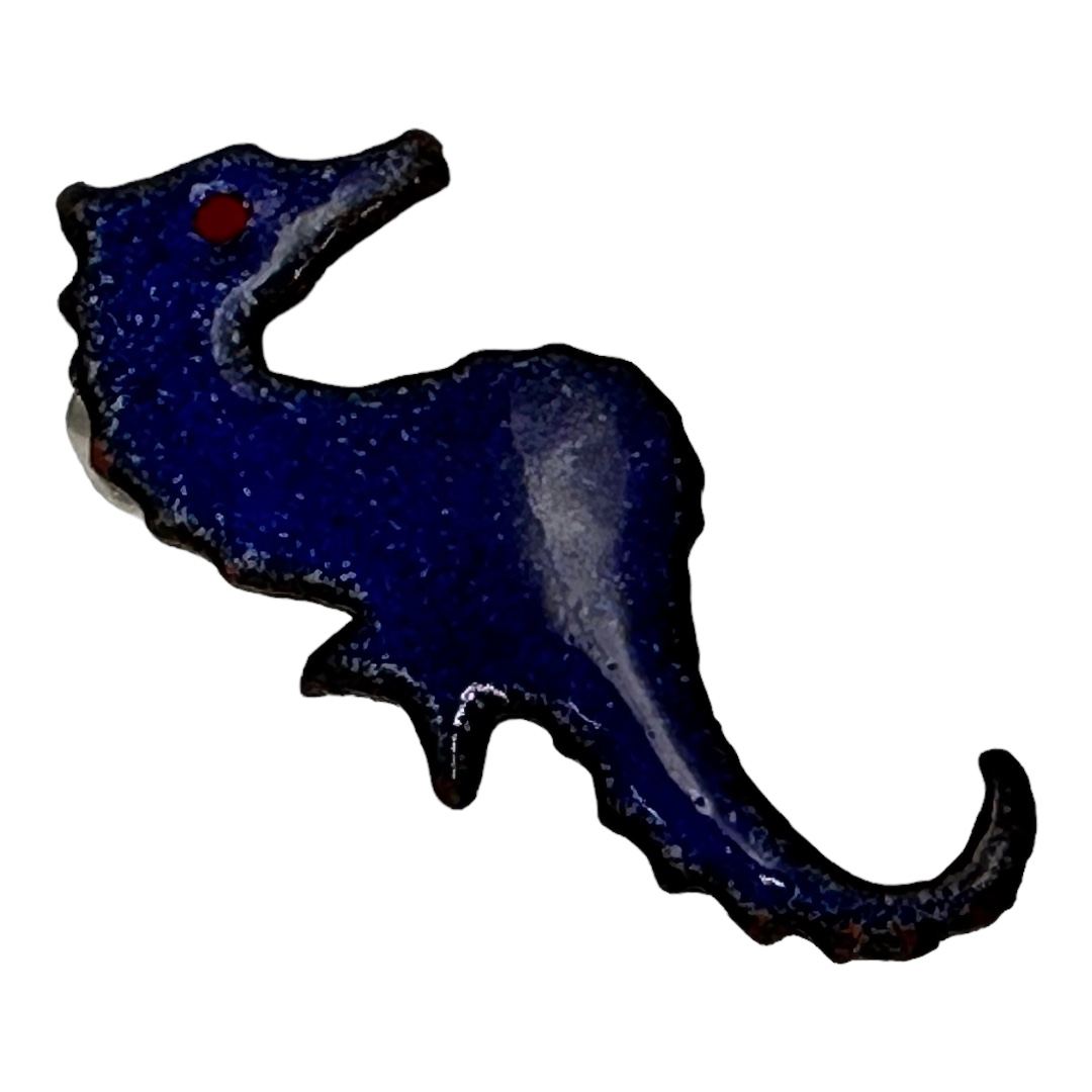 Vintage Enameled Copper Sea Horse Pin
