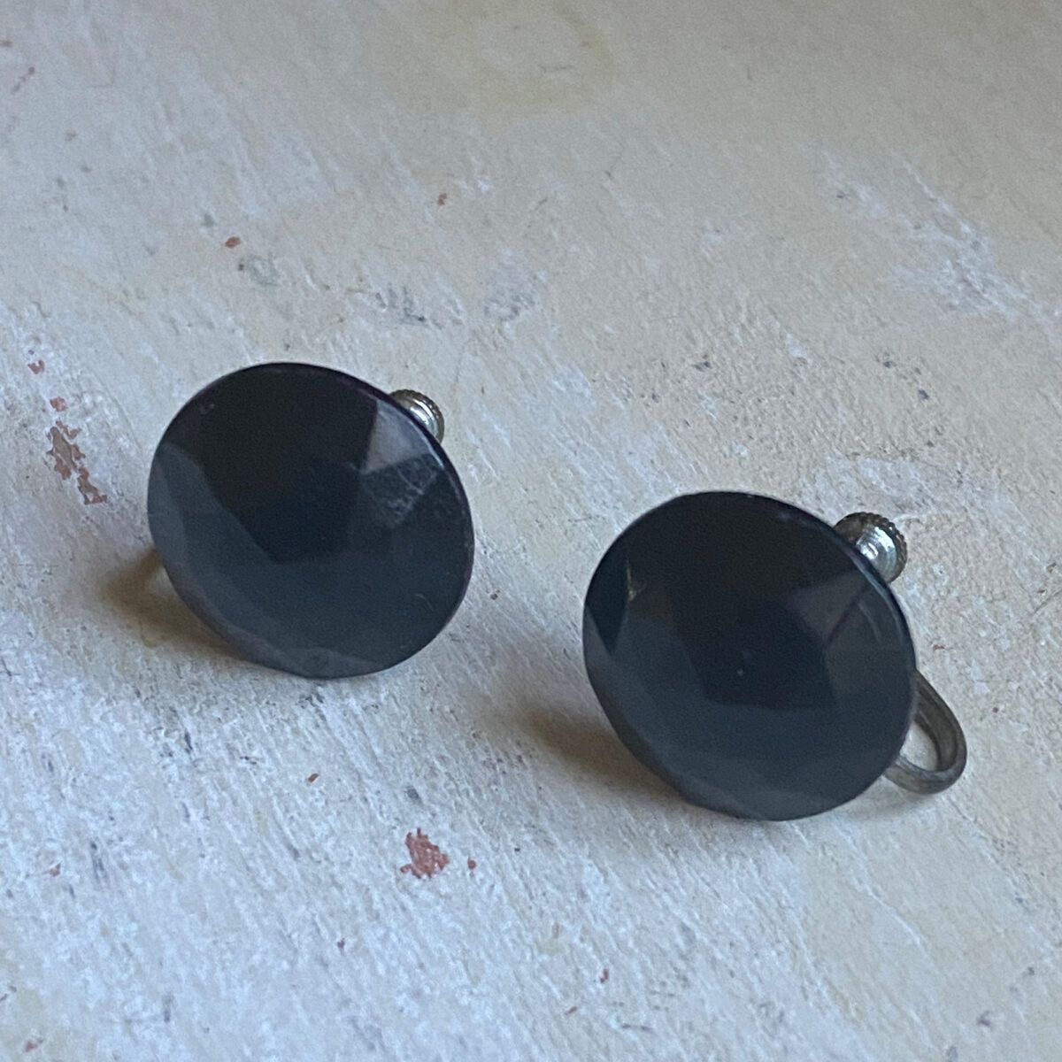 Cute little Faceted Resin Button Screw Back Earrings