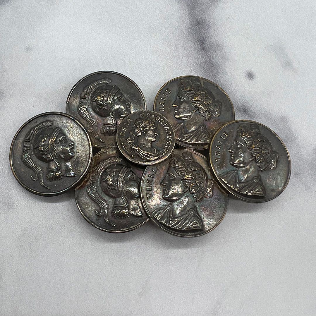 Rare Ancient Coin Motif Fishel Nessler & Co Belt Buckle