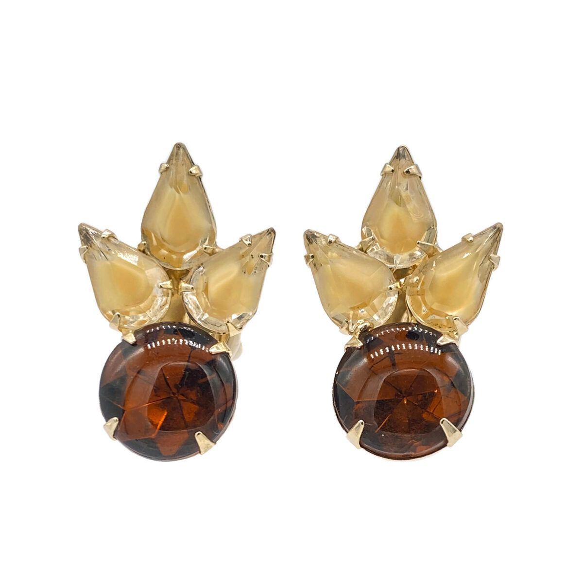 Stunning Givre Rhinestone Earrings in Fall Tones