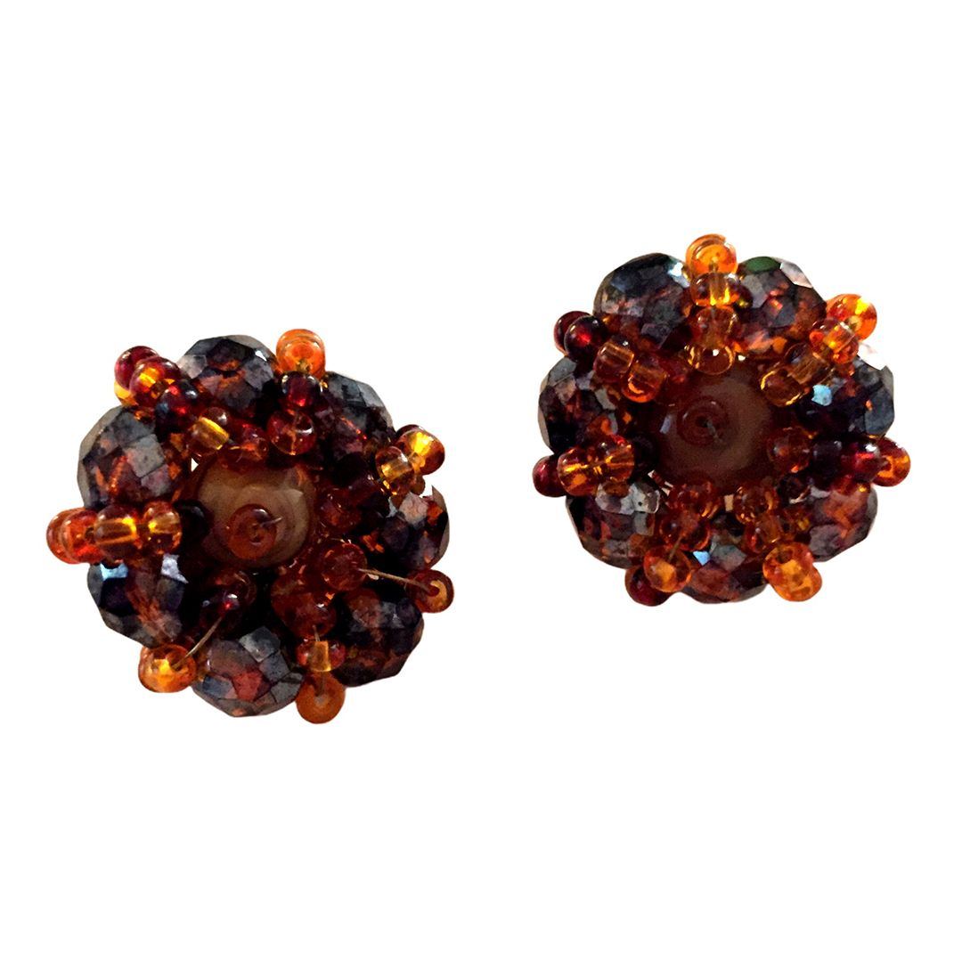 Hobe Amber Colored Cluster Earrings
