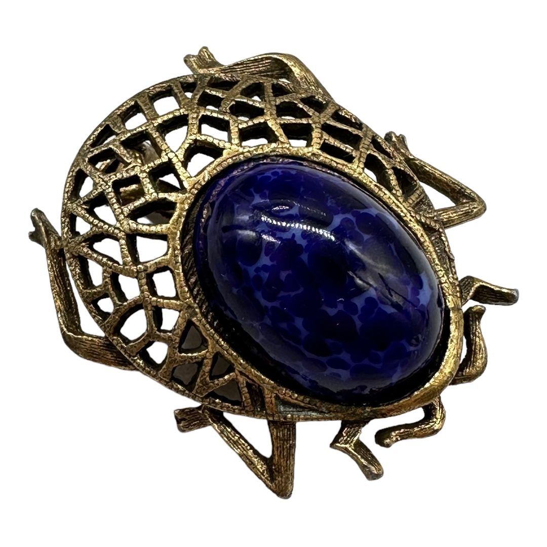 J.J. Scarab Pin with Faux Lapis Stone