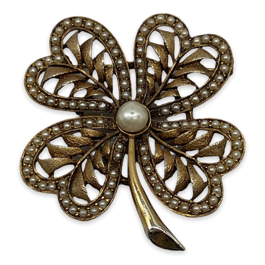 Vintage JJ Four-Leaf Clover Brooch