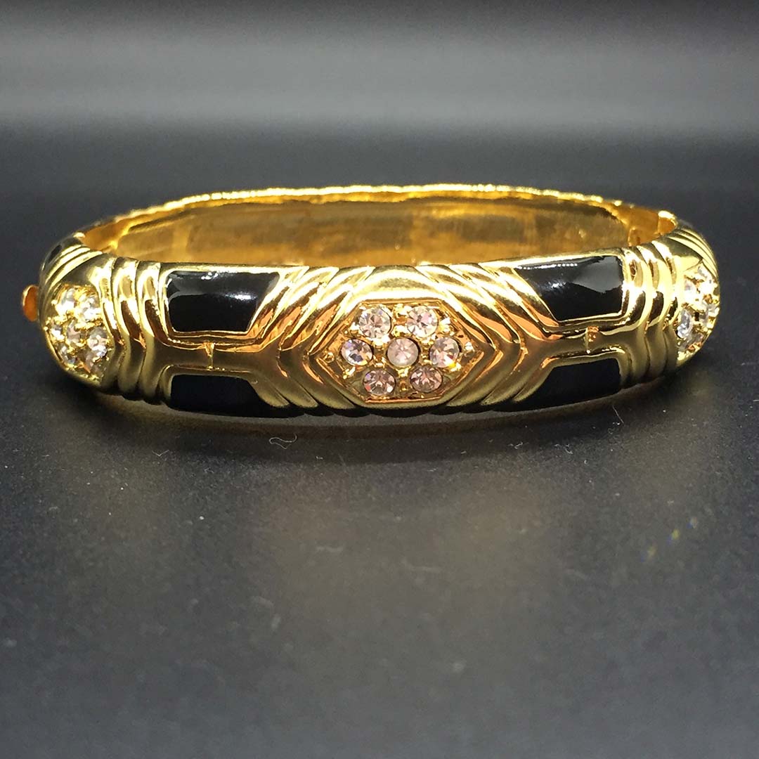 Joan Rivers Black Enamel Crystal Rhinestone Bracelet
