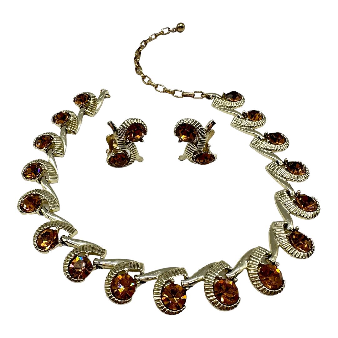 Kramer Topaz-colored Rhinestone Necklace Set