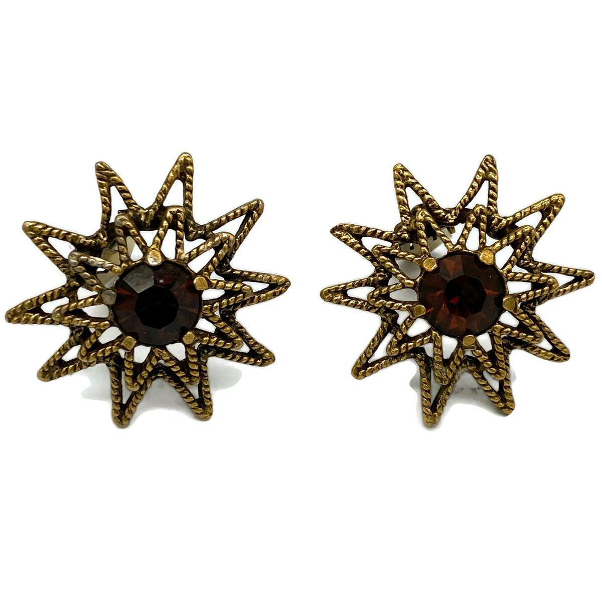 Fabulous Large Star Shaped Rhinestone Earrings by Tara