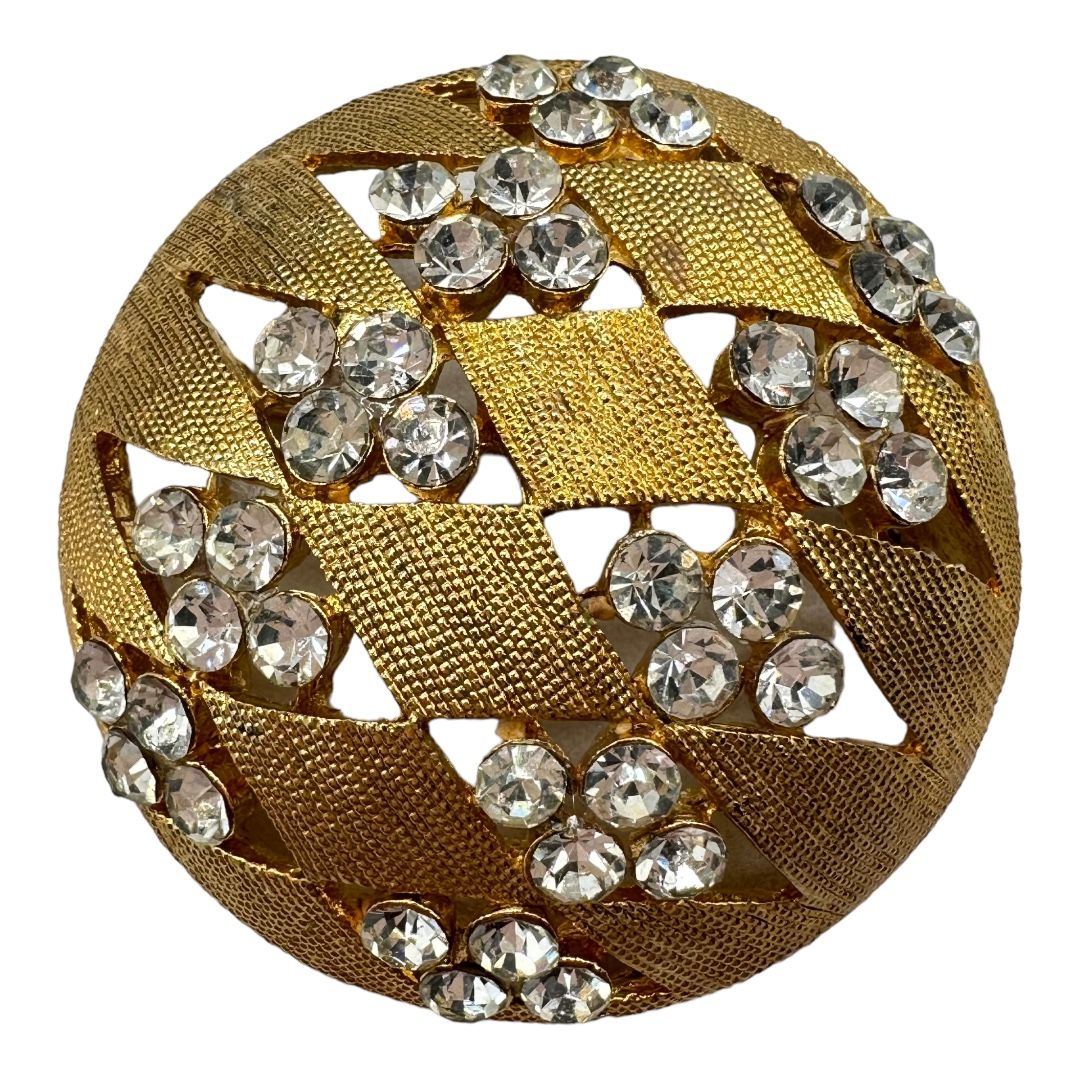 Lovely Textured Rhinestone Brooch by JJ