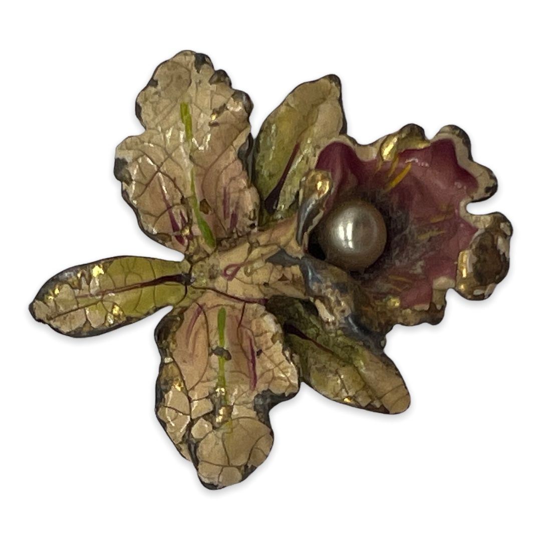 Lovely Walter Lampl Enameled Iris Pin