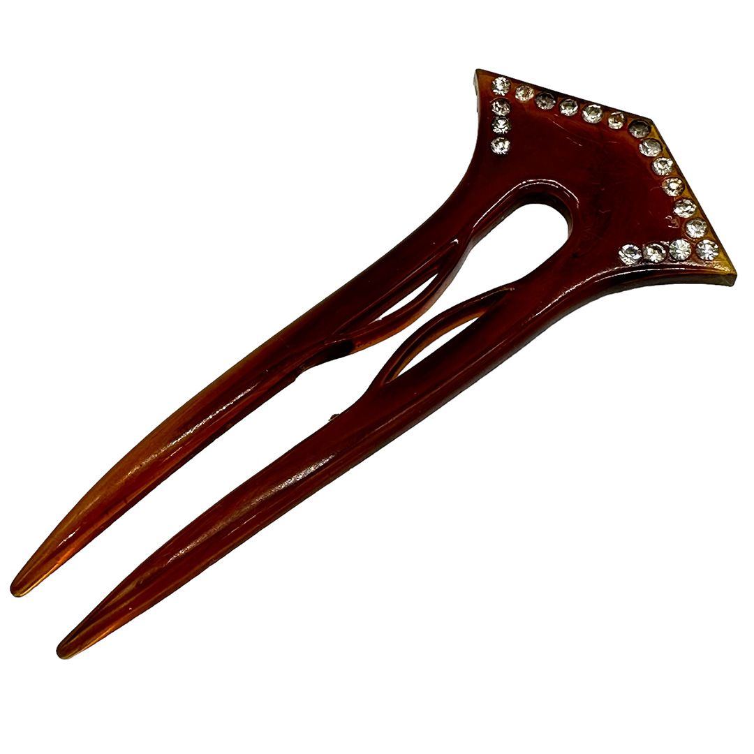 Lovely Celluloid Rhinestone Hair Comb