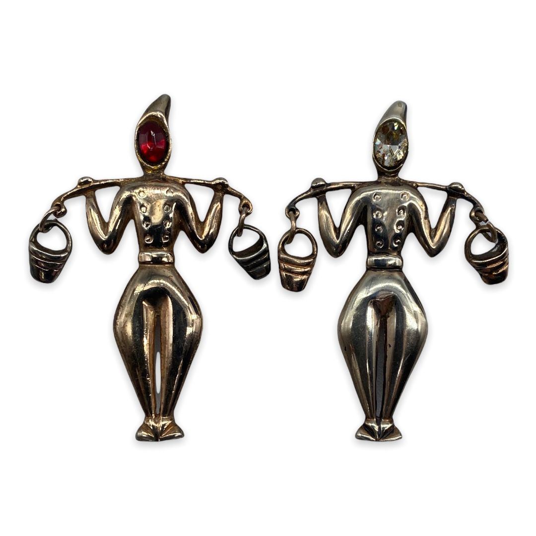 Vintage Norma Sterling Silver Figural Dutch Water Carrier Pins