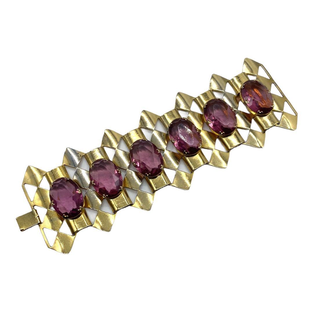 Fabulous Retro Flexible Link Bracelet with Large Stones