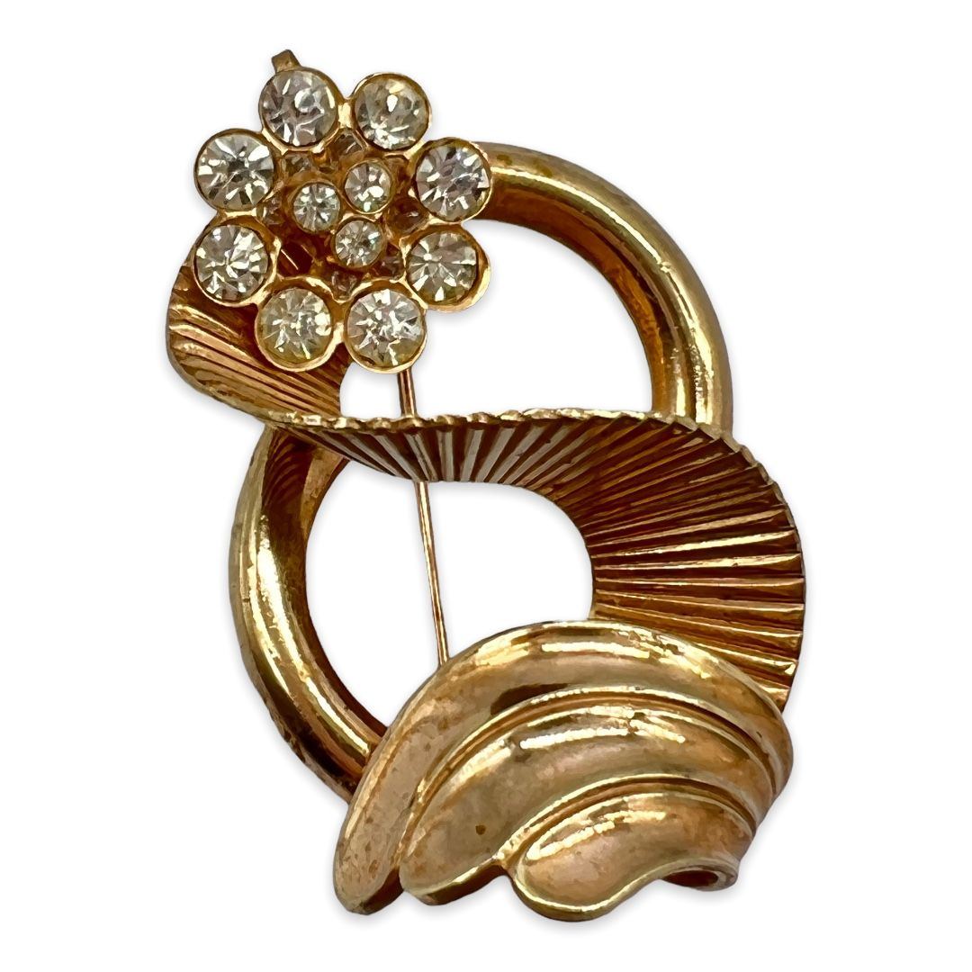 Vintage Retro Rhinestone Pendant Brooch