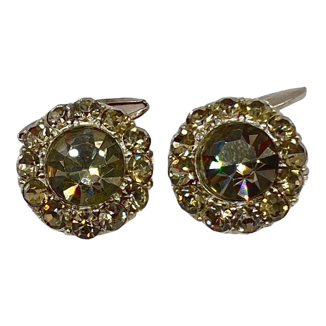 Vintage Gray Rhinestone French Cuff Links