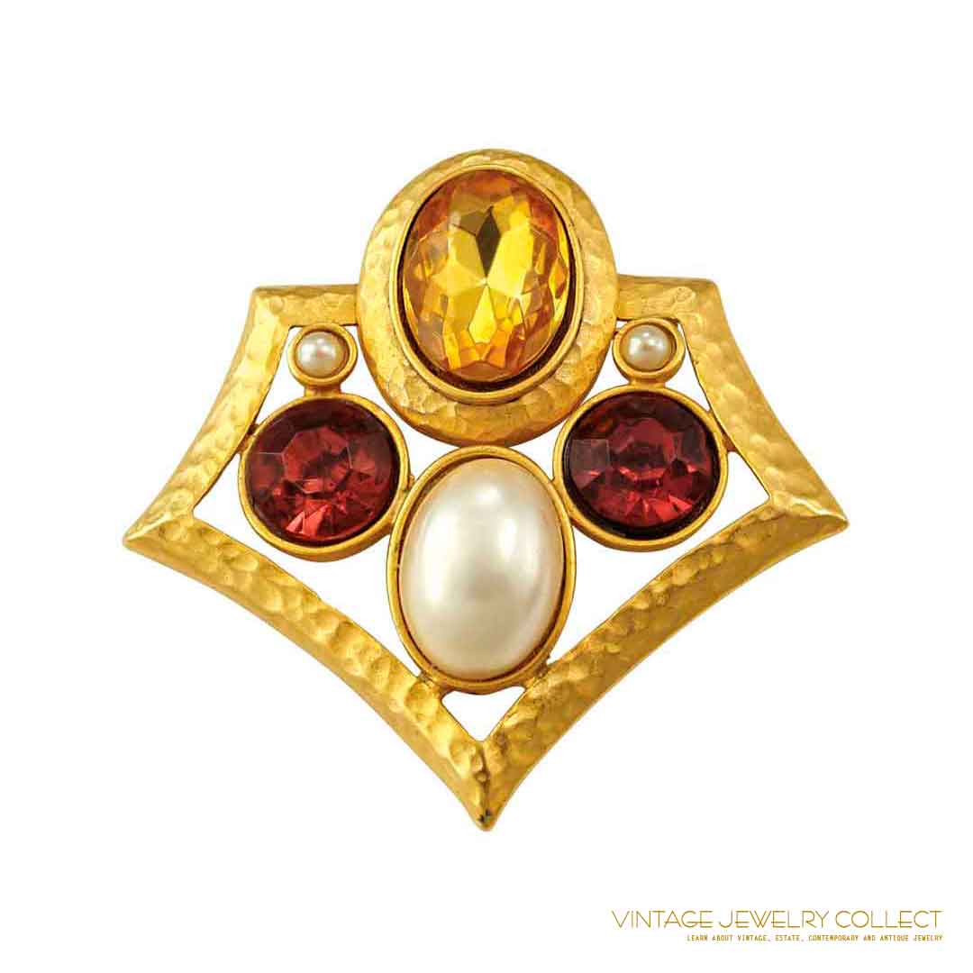 Vintage TAT Brooch With Rich Jewel Tone Colors