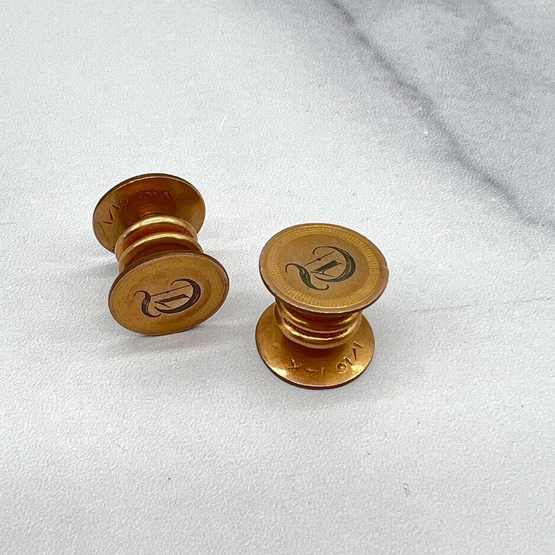 Victorian 1/10 14k Baer & Wilde Kum-a-part Cuff Links