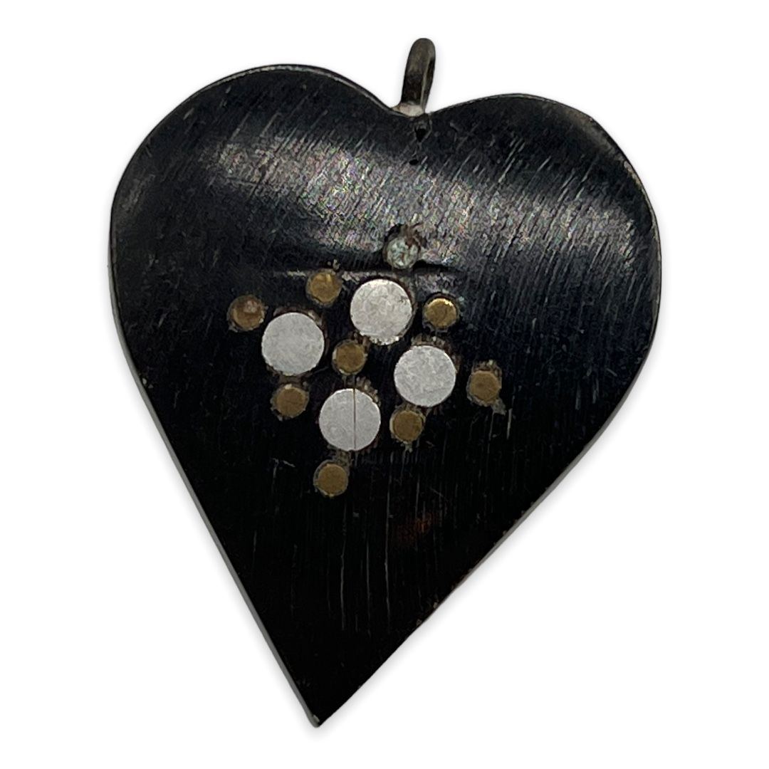 Victorian Heart Pendant with Metal Inlays