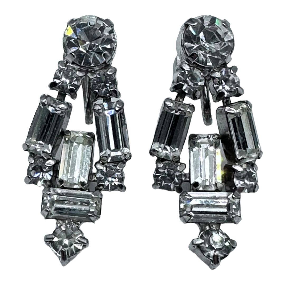 Vintage 1950s Clear Screw Back Earrings