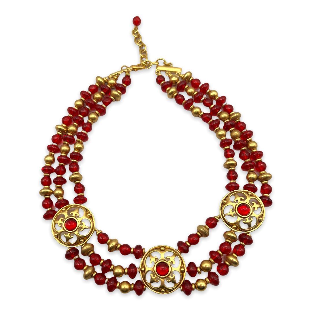 Vintage 1980s Red Lucite Collar Necklace