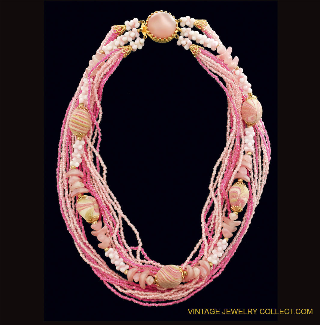 Vintage Art Glass Torsade Necklace