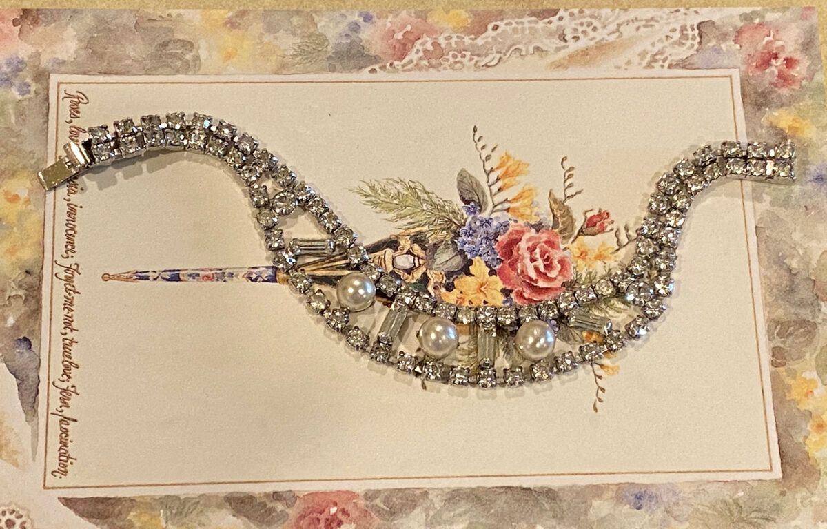 Vintage Faux Pearl and Rhinestone Bracelet