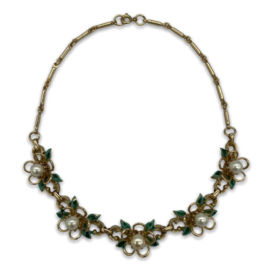 Vintage Flower Enamel Necklace