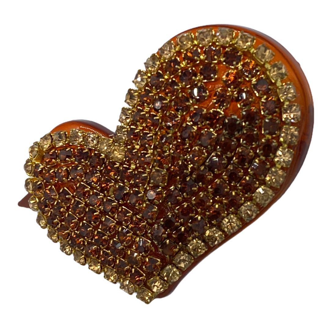 Vintage Heart-Shaped Rhinestone Barrette