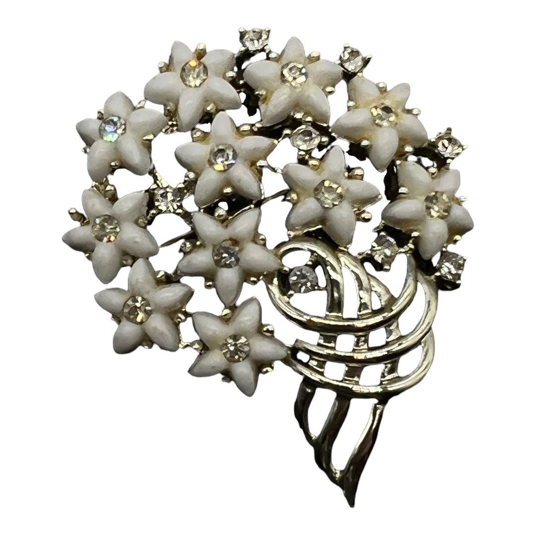 Kramer of New York White Floral Bouquet Pin