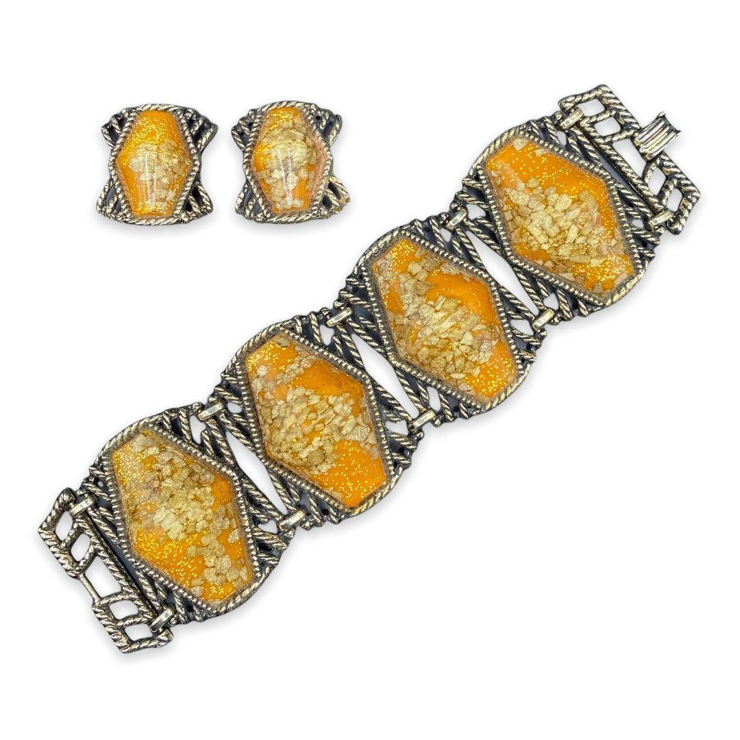 Huge Vintage Lucite Confetti Bracelet Set