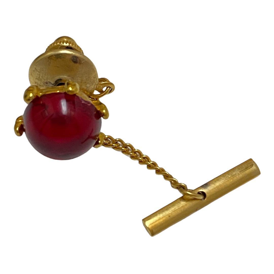 Vintage Red Cabochon Tie Tack