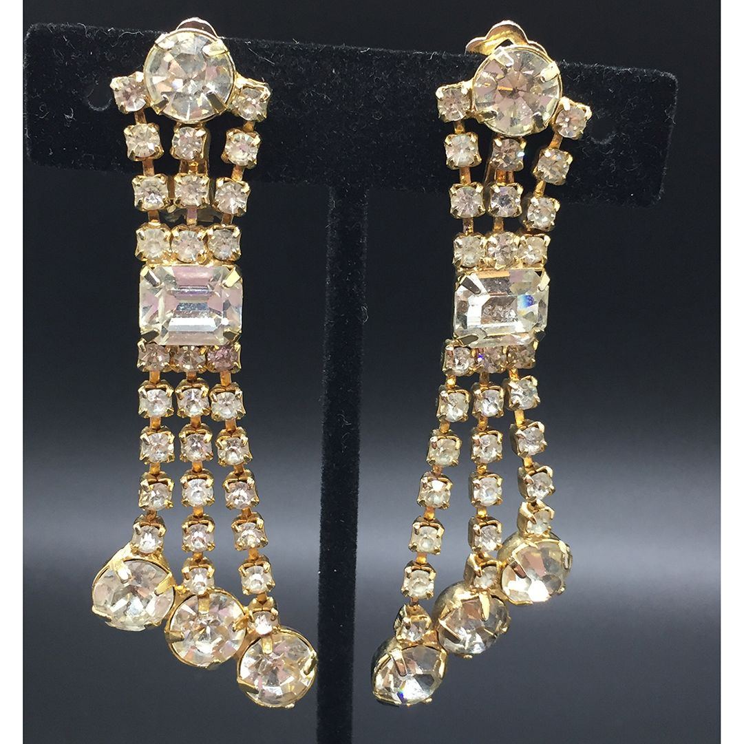 Gorgeous Vintage Rhinestone Drop Earrings