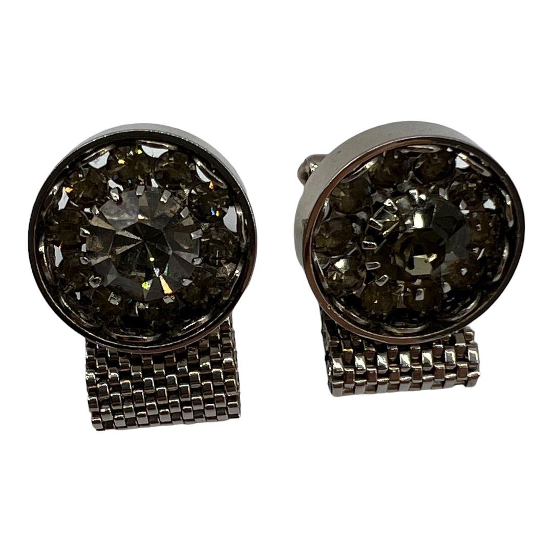 Vintage Rhinestone Mesh Cuff Links