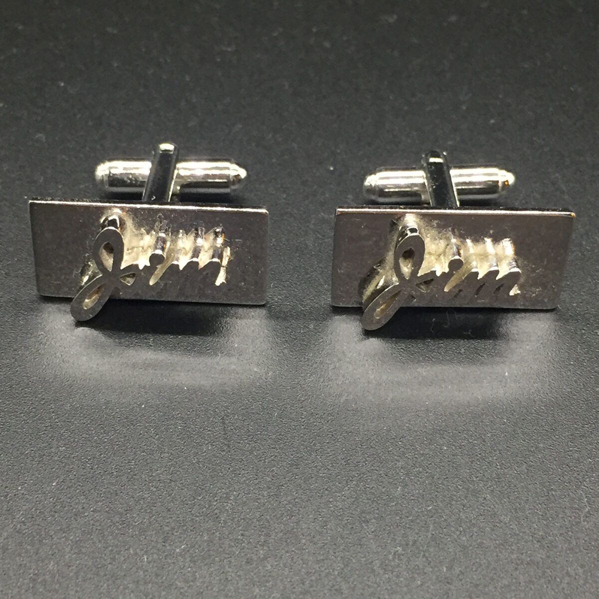 Vintage Silver Tone "Jim" Cuff Links
