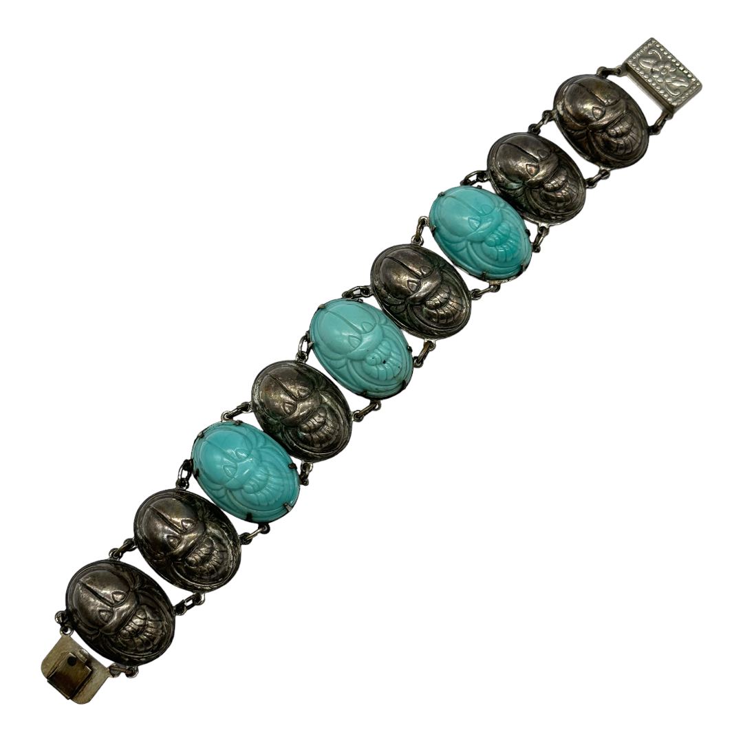 Vintage Silver-plated Scarab Bracelet