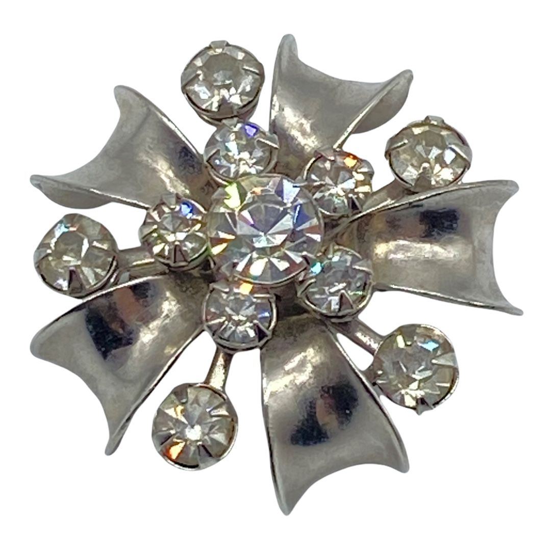 Vintage Silver-tone Modernistic Floral Scatter Pin