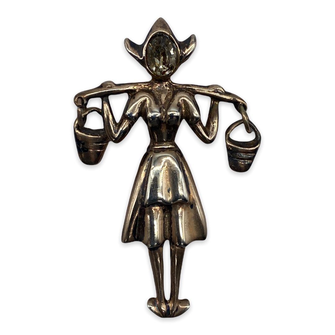 Vintage Sterling Norma Dutch Water Carrier Figural Pin